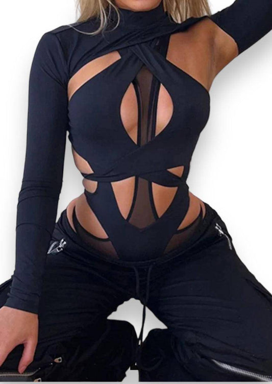 Black Cutout Bodysuit, 