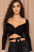 Ribbed Long Strap Wrap Tie Crop Top, [product type]