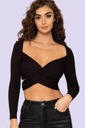 Ribbed Long Strap Wrap Tie Crop Top, [product type]
