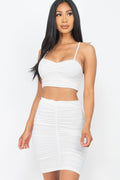 Ruched Crop Top And Skirt Sets, [product type]