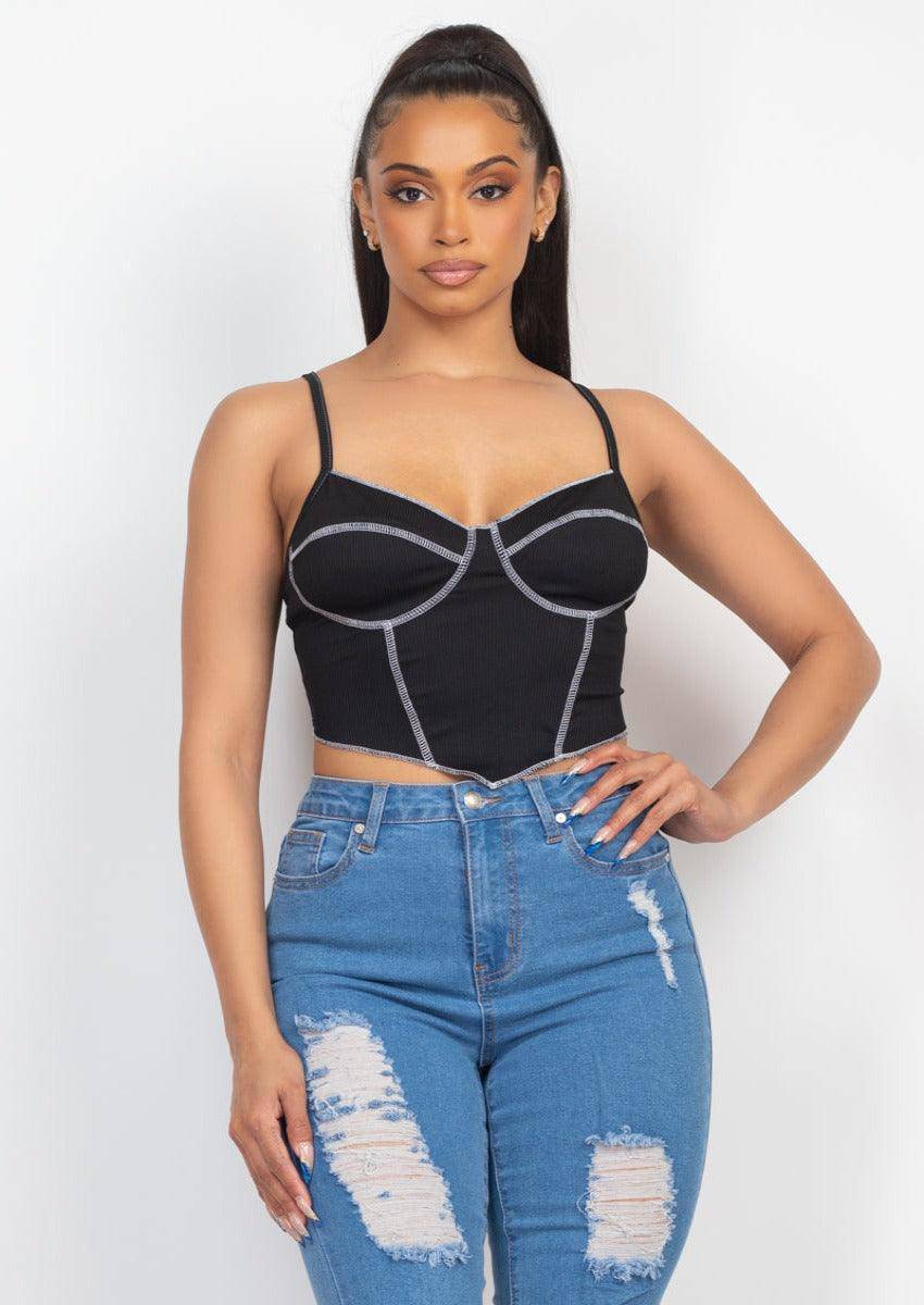 Bustier Ribbed Top Black, [product type]