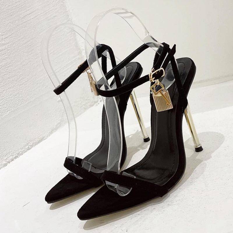 Ankle Strap Metal Thin High Heels, [product type]