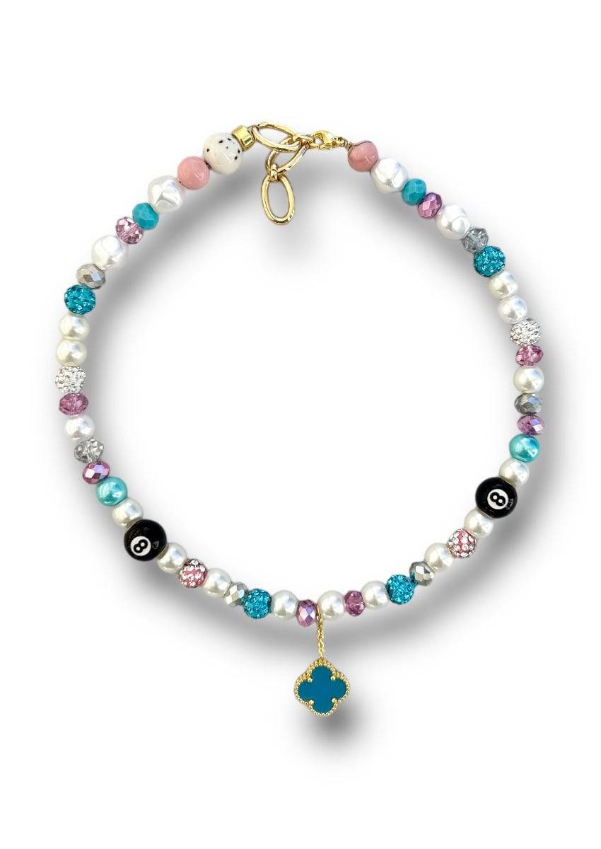 Clover Crystal Beads Necklace, 