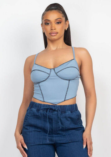 Bustier Ribbed Top Blue, [product type]