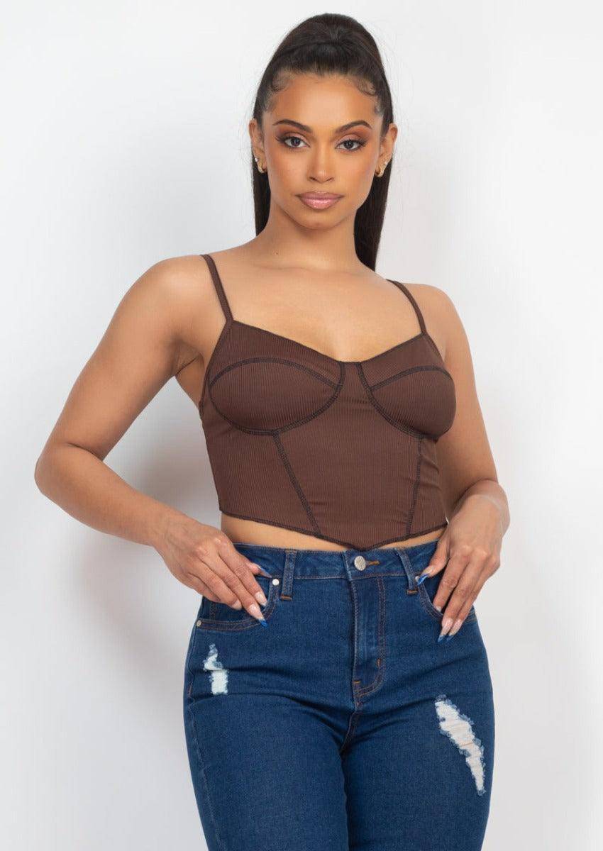 Bustier Ribbed Top Brown, [product type]