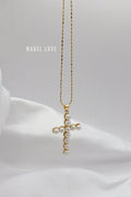 Beaded Gold Cross Necklace, [product type]