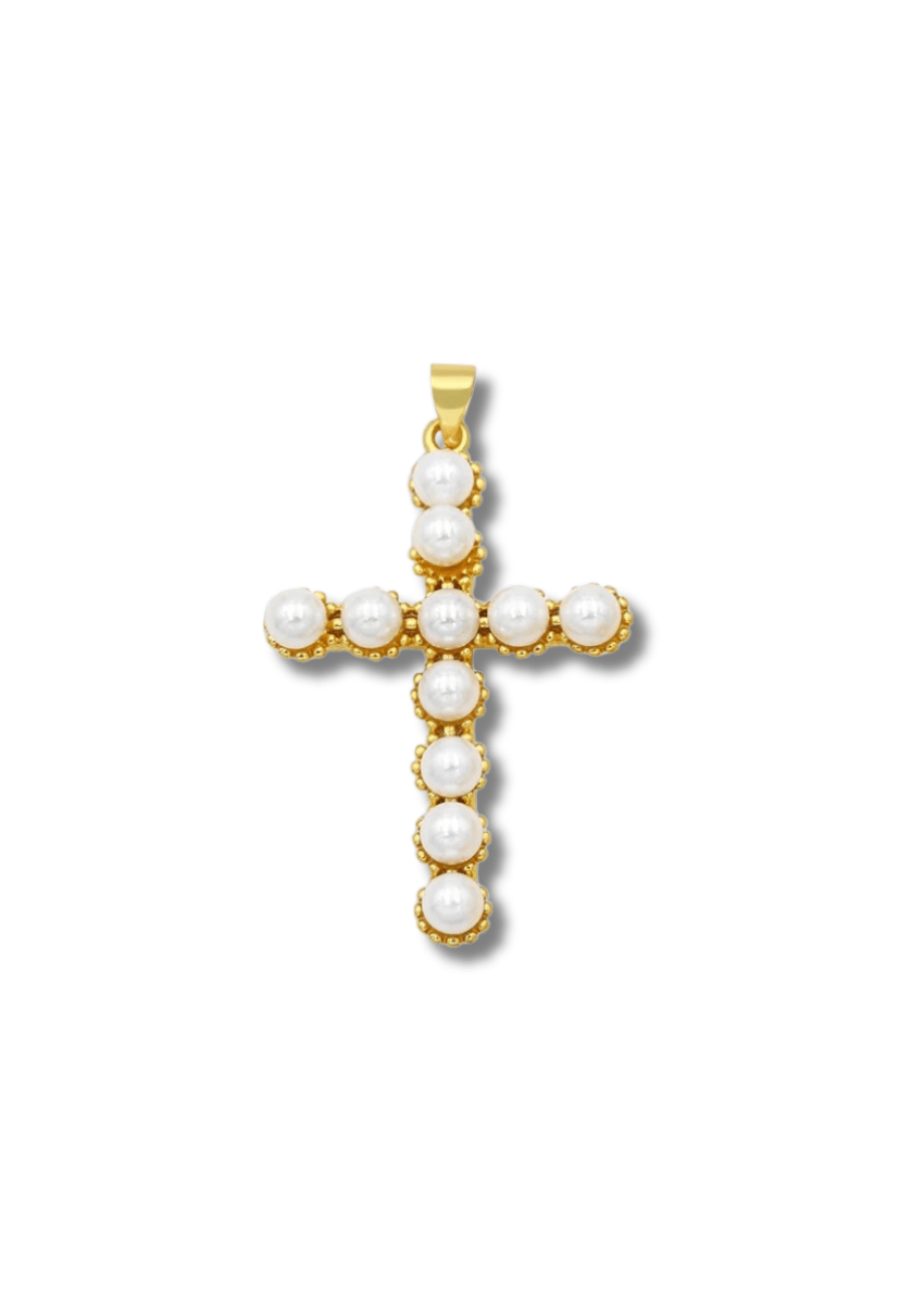 Beaded Gold Cross Necklace, [product type]