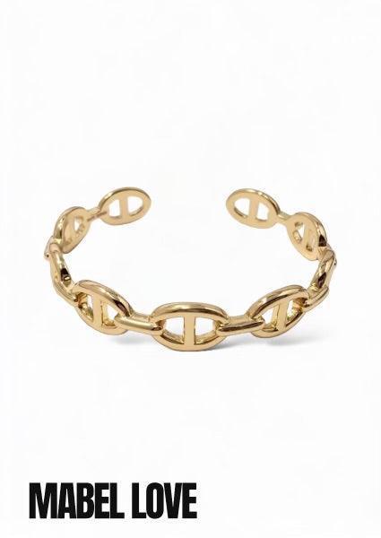 Chain Detail Gold Cuff Bracelet no, 