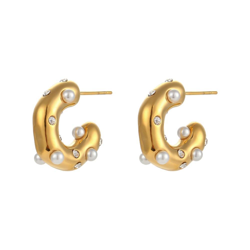 Chunky Stainless Steel Gold Plated Earrings, [product type]