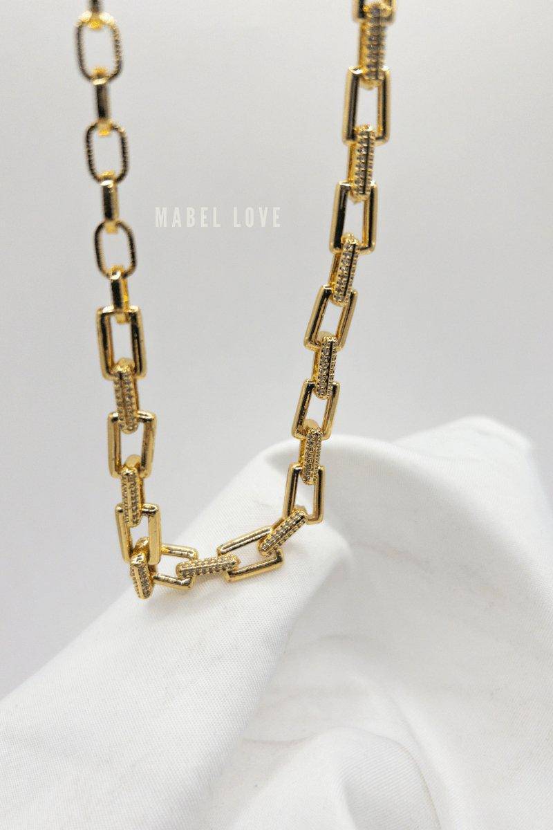Gold Rectangular Chain Necklace, [product type]