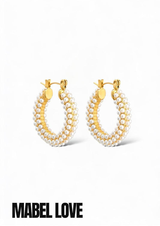 Gold Small Beaded Hoops, [product type]