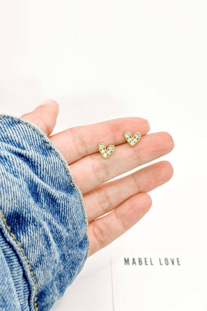 Tiny Heart Stud Gold Earrings, [product type]