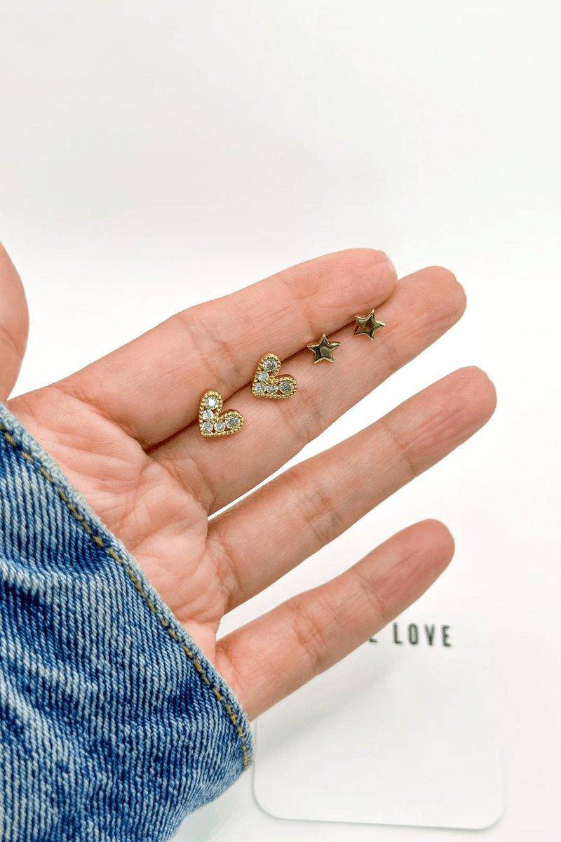 Tiny Heart Stud Gold Earrings, [product type]