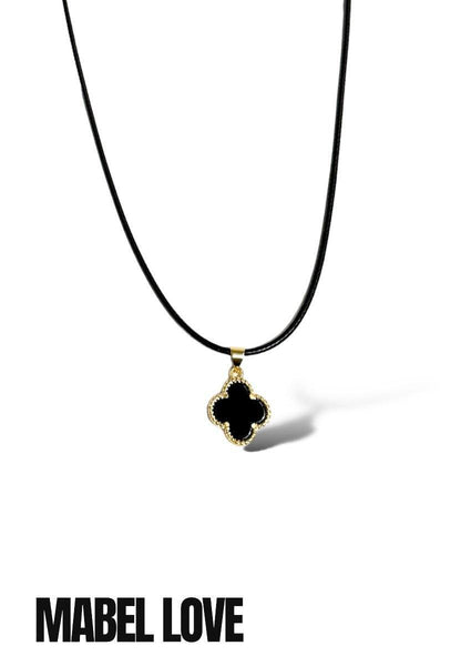 Black Crystal Clover Necklace – RKNYC