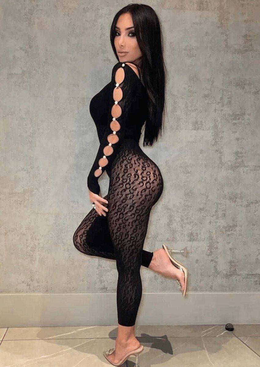  Bodysuit For Women Sexy Jumpsuit Mesh See Through Line