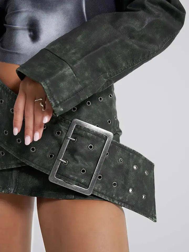 Leather Zipper Skirt, 