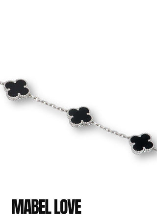Black Clover Bracelet (Silver Chain)