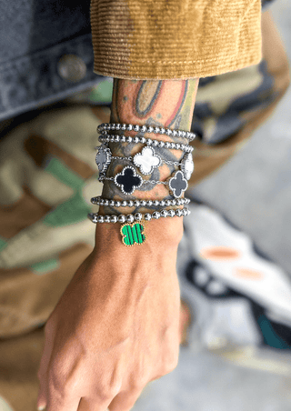 Sample wearing of Clover Bracelet (Silver Chain)