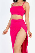 Crop Cami & Split Thigh Skirt Set, [product type]