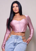 Long Sleeve Corset Top Pink, [product type]