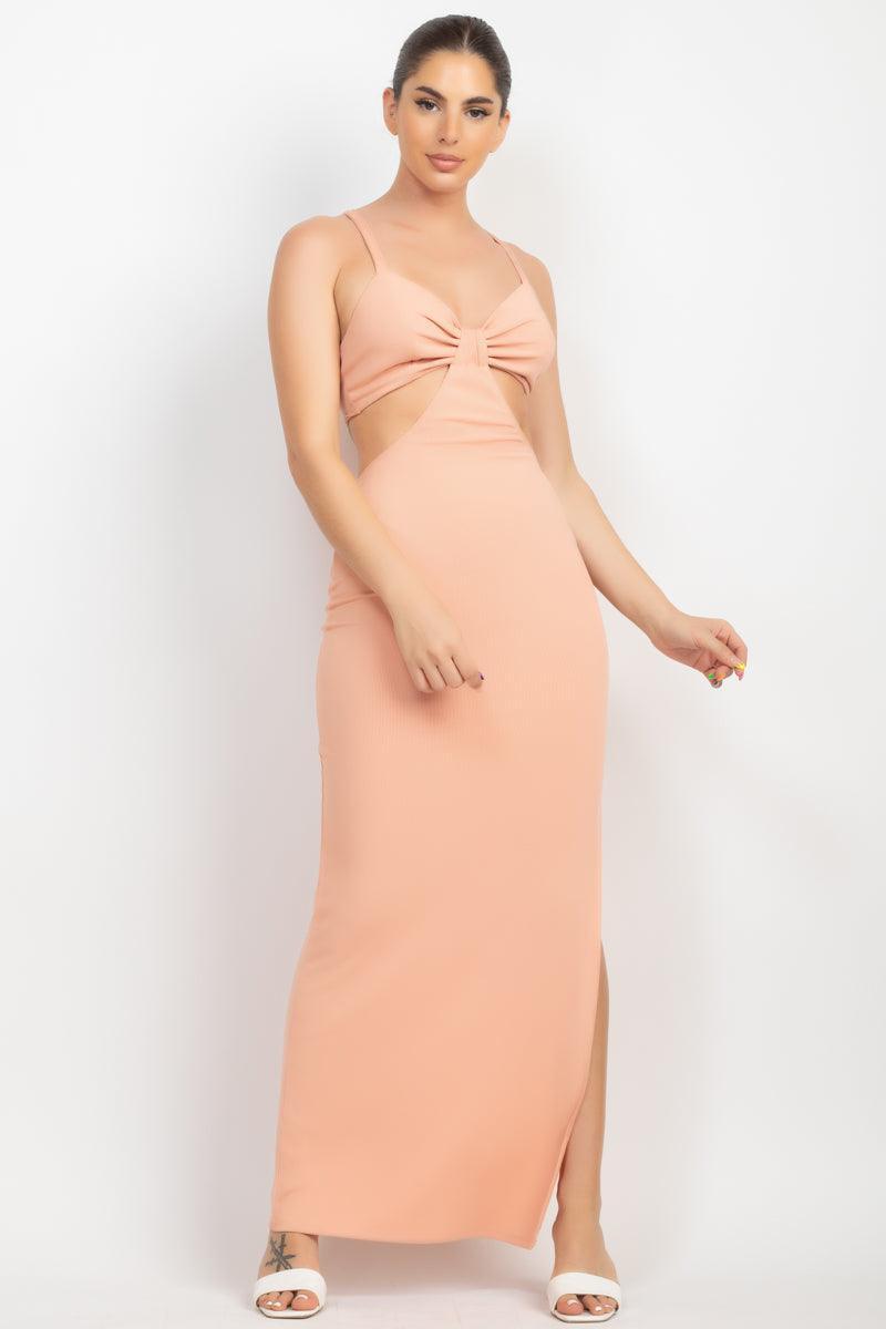 Cutouts Side Slit Maxi Dress Blush, [product type]