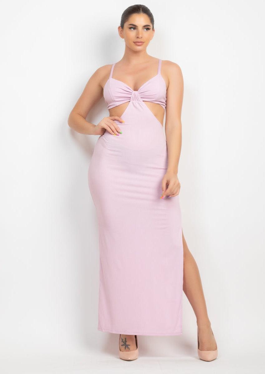 Cutouts Side Slit Maxi Dress Pink, [product type]