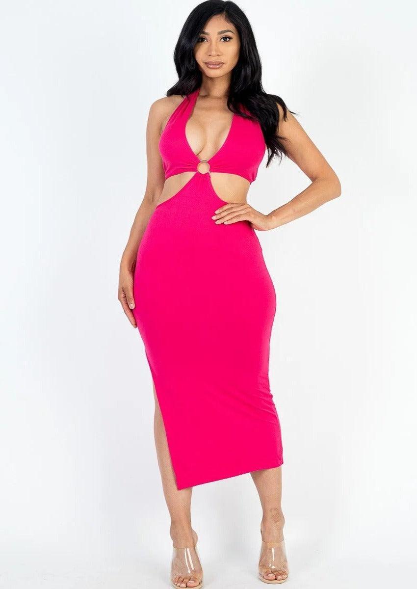 Cut-out Thigh Midi Dress, [product type]