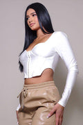Long Sleeve Corset Top White, [product type]