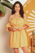 Mango Cotton Cold Shoulder Puff Short Sleeve Mini Dress, [product type]
