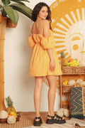Mango Cotton Cold Shoulder Puff Short Sleeve Mini Dress, [product type]