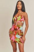 Cut Out Tie Back Halter Mini Dress, [product type]