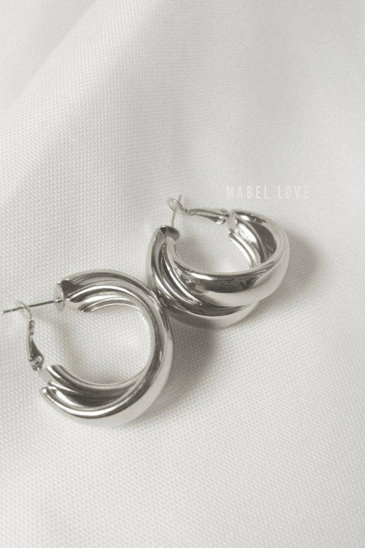 Silver Twisted Hoops, [product type]
