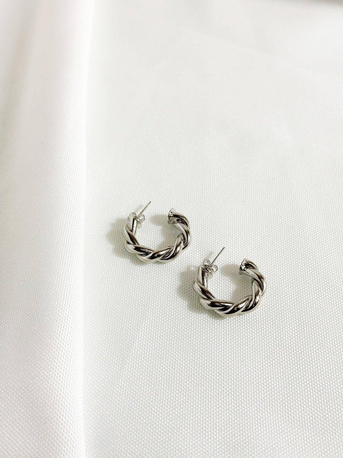 Twisted Rope Silver Hoops, [product type]