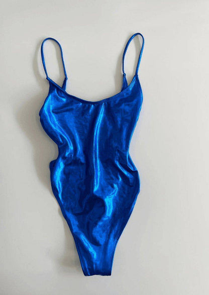 METALLIC BLUE ONE PIECE, [product type]