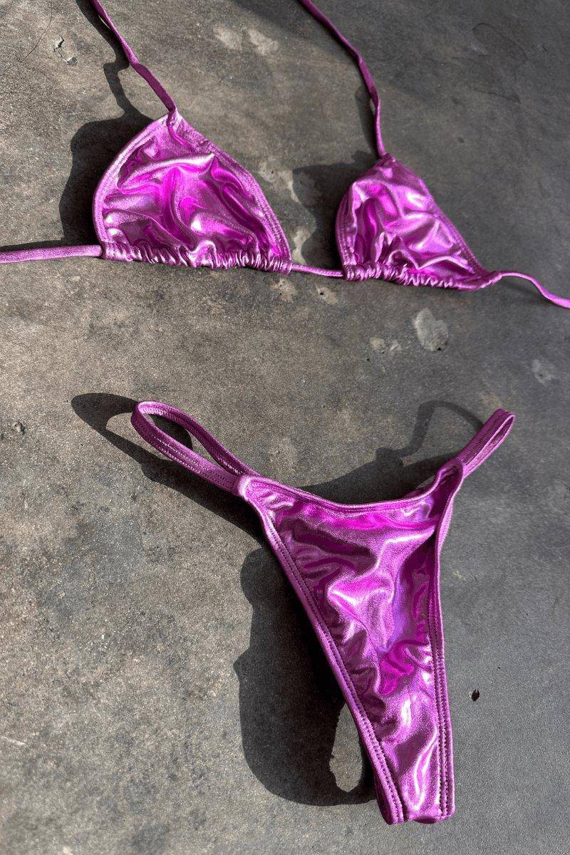 So Hot Velvet Thong 2 Piece Bikini - Pink