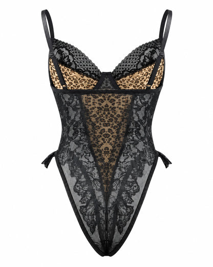 Lila leopard lace bodysuit detail