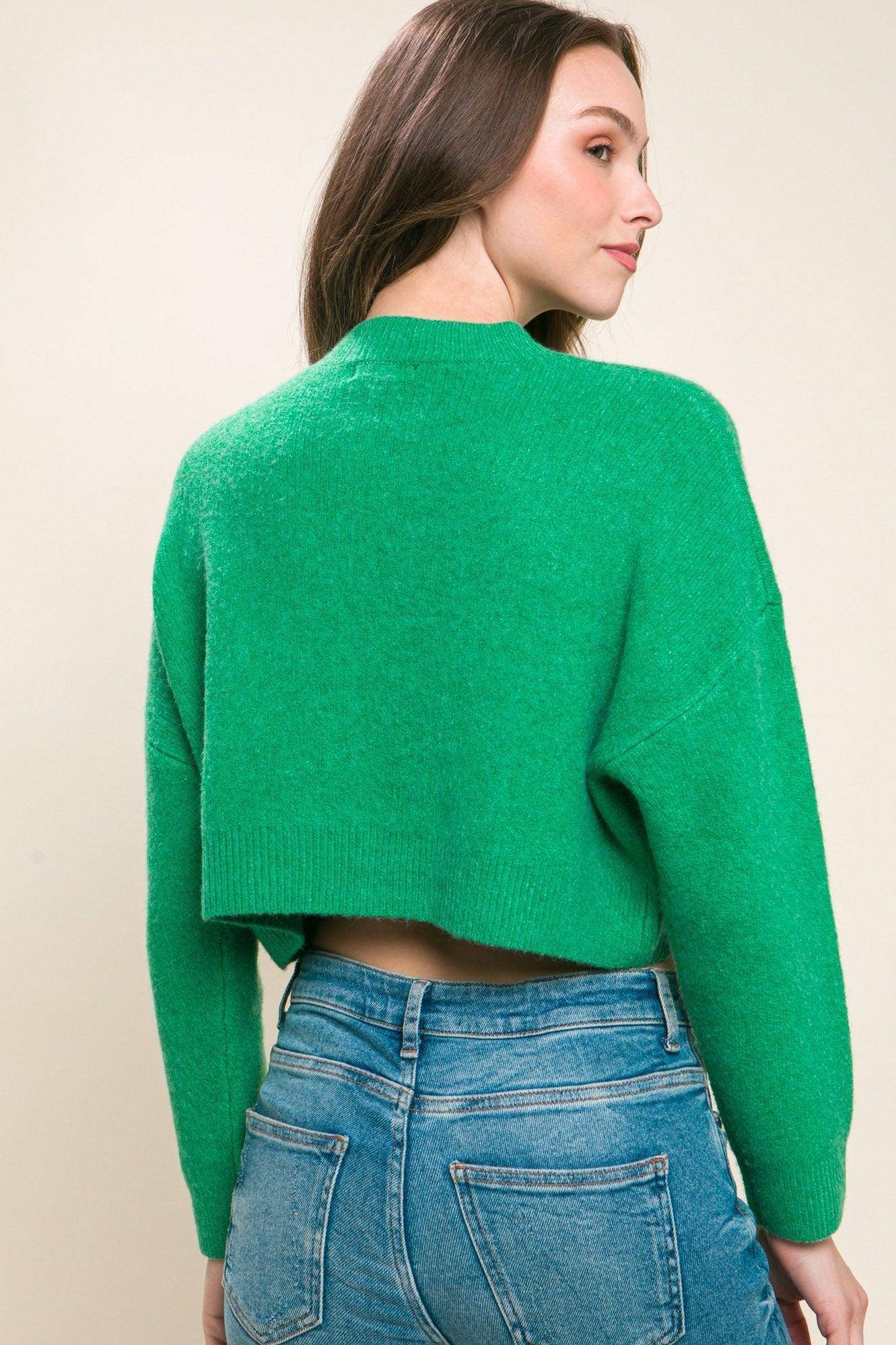 Wool Blend Cropped Sweater Top, 