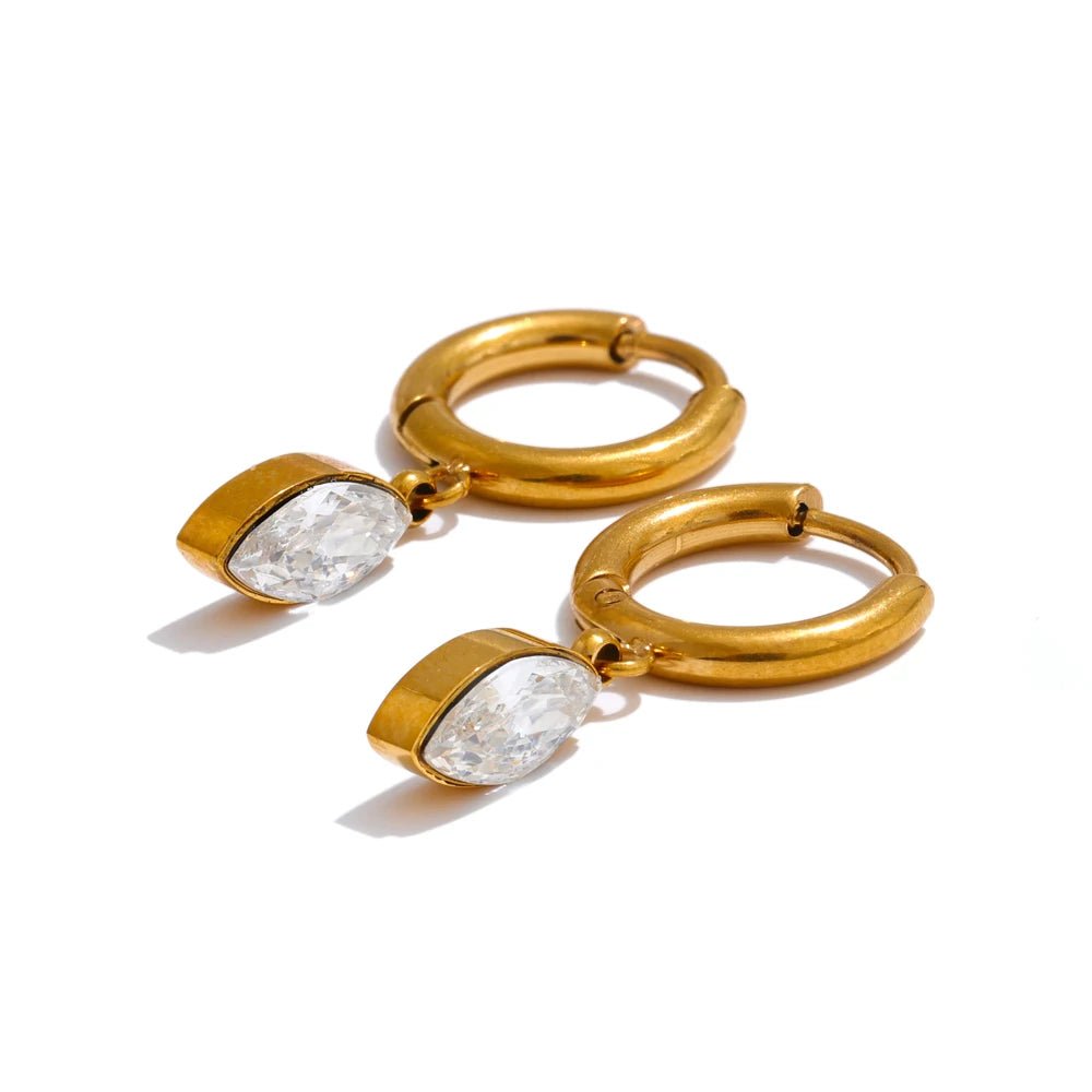 Marquise Cut Dangle Hoop Earrings