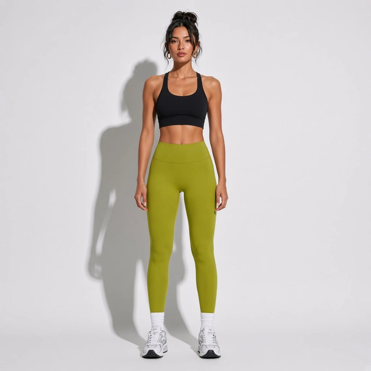 Selective High-Waist Fitness Leggings — Matcha Green front
