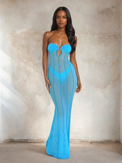 Mesh See through Maxi Long Dress