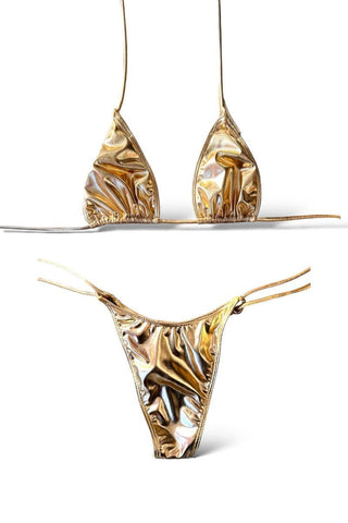 METALLIC 2 PIECE BIKINI GOLD - Mabel Love Co - Swimwear