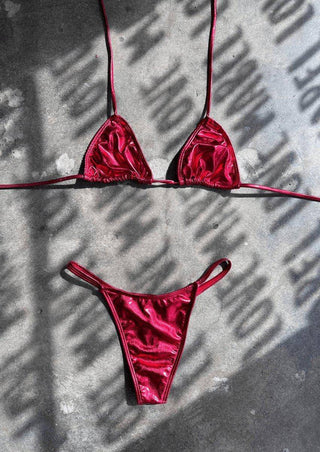 METALLIC 2 PIECE BIKINI RED - Mabel Love Co - Swimwear