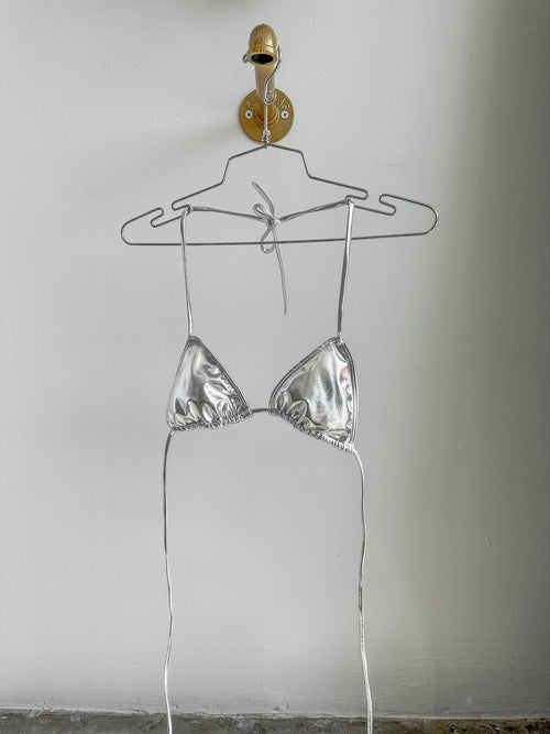 METALLIC 2 PIECE BIKINI SILVER