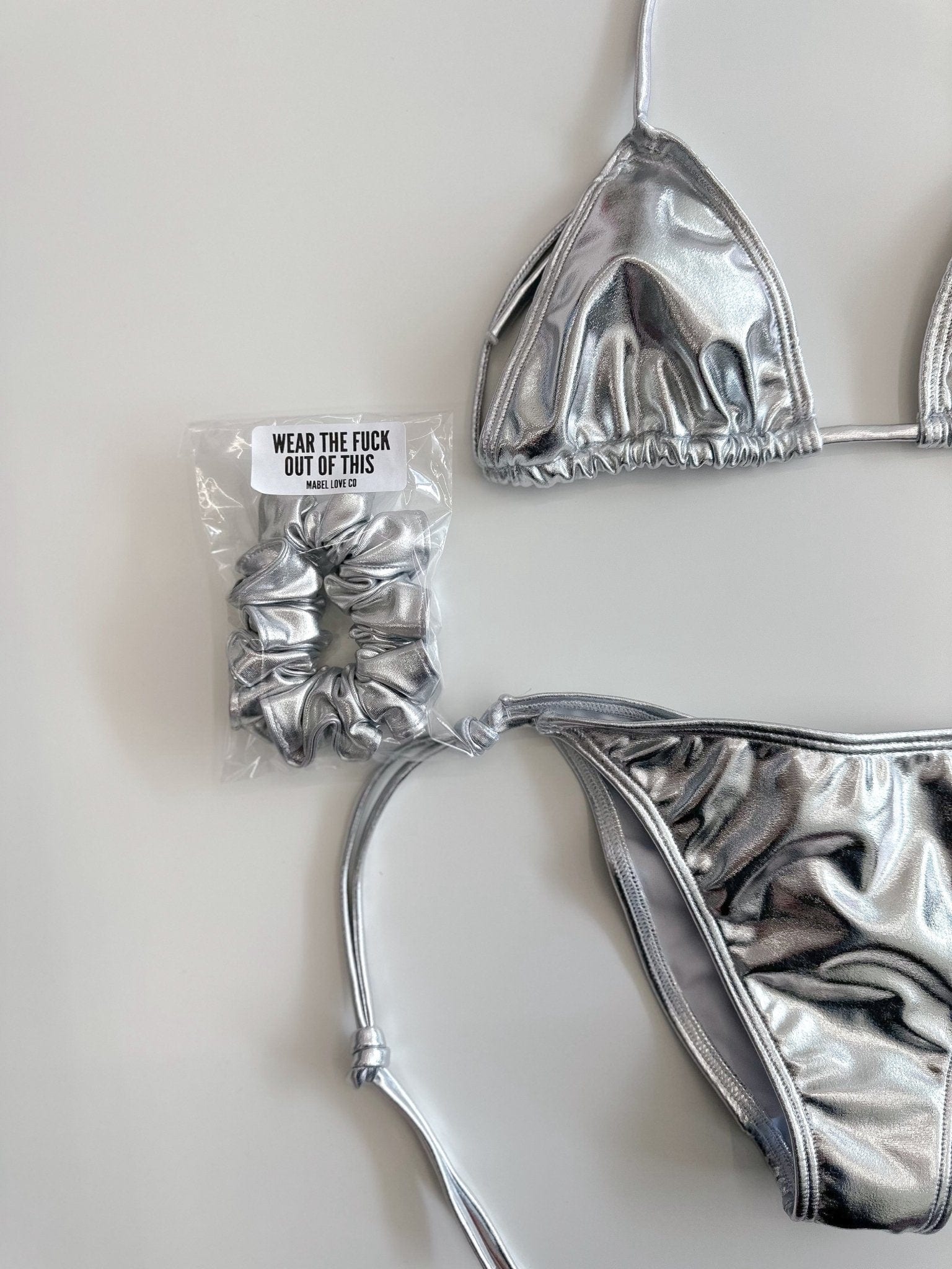 METALLIC 2 PIECE BIKINI SILVER