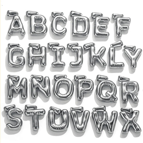 Silver Metallic Balloon Letter Charms