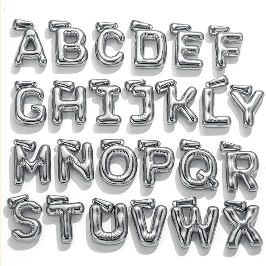 Silver Metallic Balloon Letter Charms