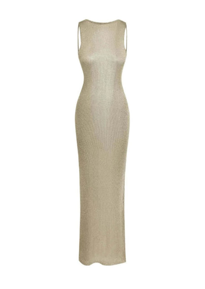 celandine metallic-knit drop-waist maxi dress Metallic-Knit Drop-Waist Maxi Dress