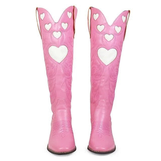 Mid - Calf Boots with Embroidered Hearts - Mabel Love Co - Boots