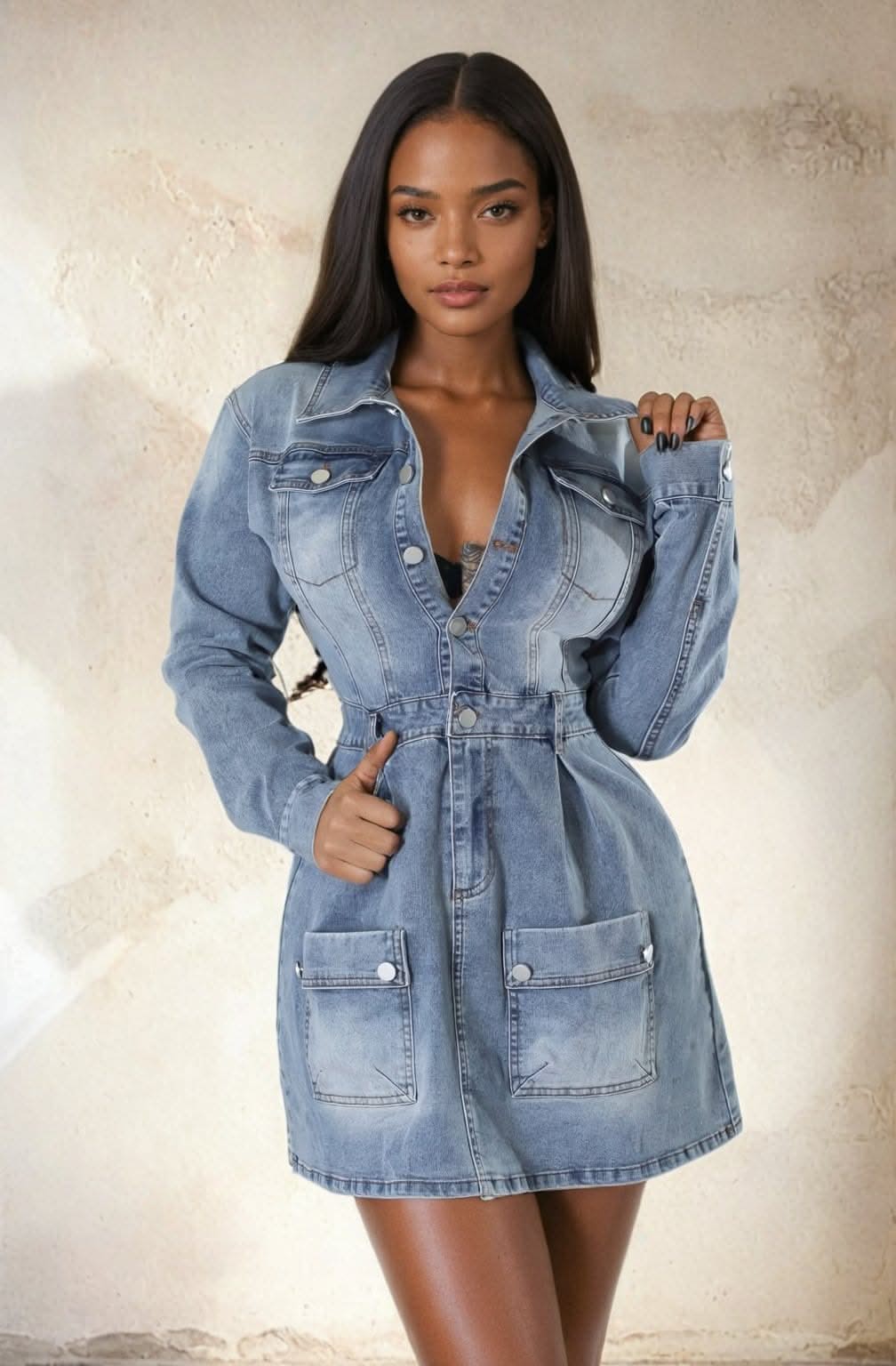 Mini Denim Dress - Everyday Style | Mabel Love Co Denim / L Mini Denim Dress - Everyday Style | Mabel Love Co Denim / L