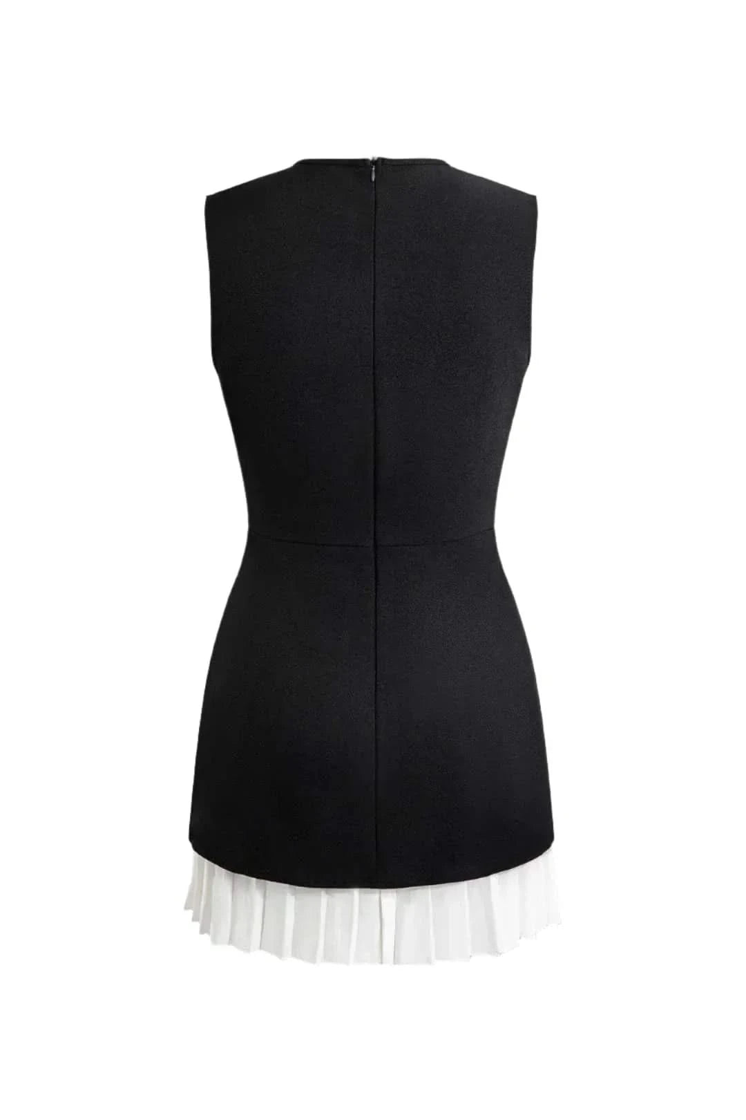 Elegant Mini Dress with White Pleated Hemline | Mabel Love Co. Elegant Mini Dress with White Pleated Hemline | Mabel Love Co.